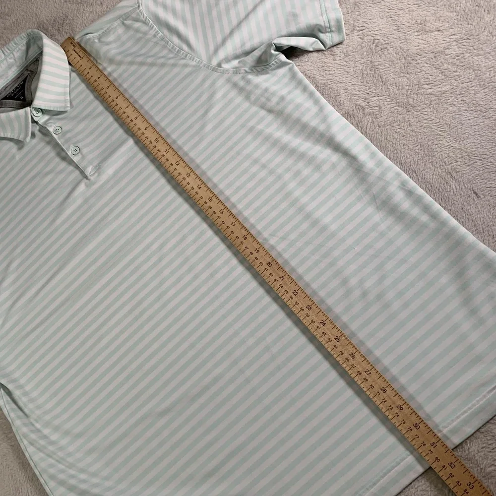 Adidas AdiPure Polo Shirt Mens XL Mint Green White Stripe Golf Performance‎